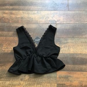 Plunging Neck Lacework Tank Top